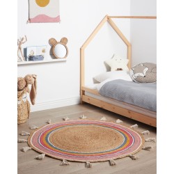 Dywan okrągły z juty ⌀ 120 cm wielokolorowy ZANAVI