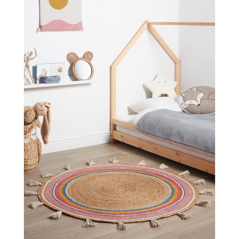 Dywan okrągły z juty ⌀ 120 cm wielokolorowy ZANAVI