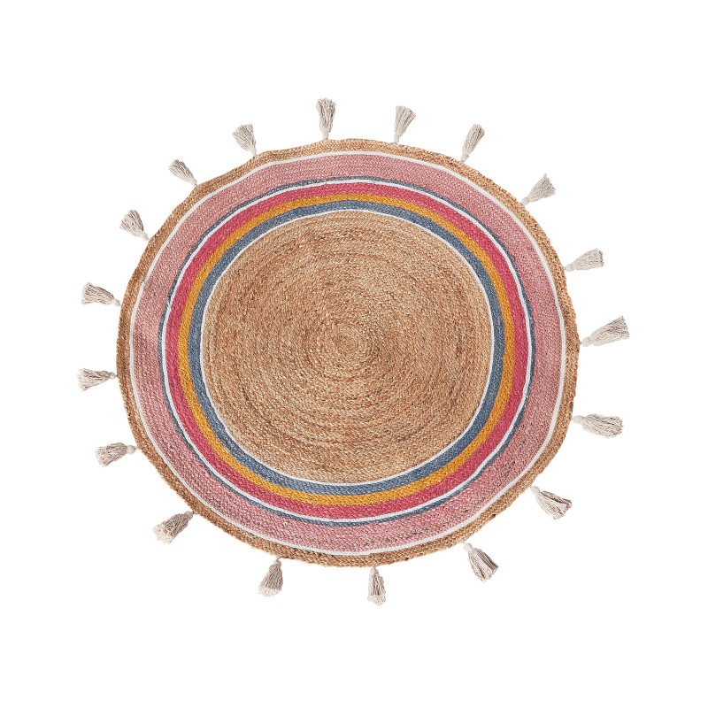Dywan okrągły z juty ⌀ 120 cm wielokolorowy ZANAVI