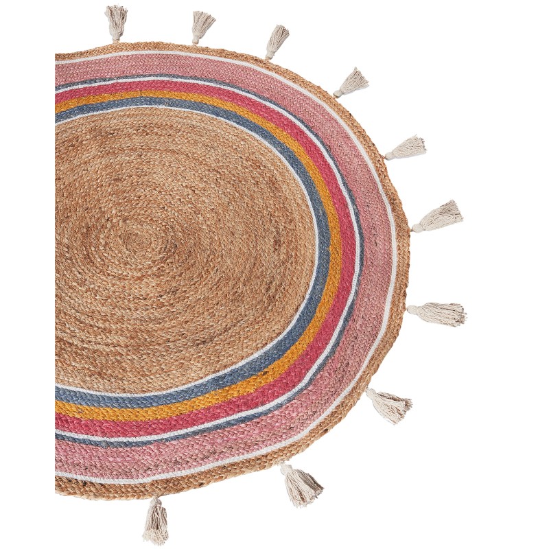 Dywan okrągły z juty ⌀ 120 cm wielokolorowy ZANAVI