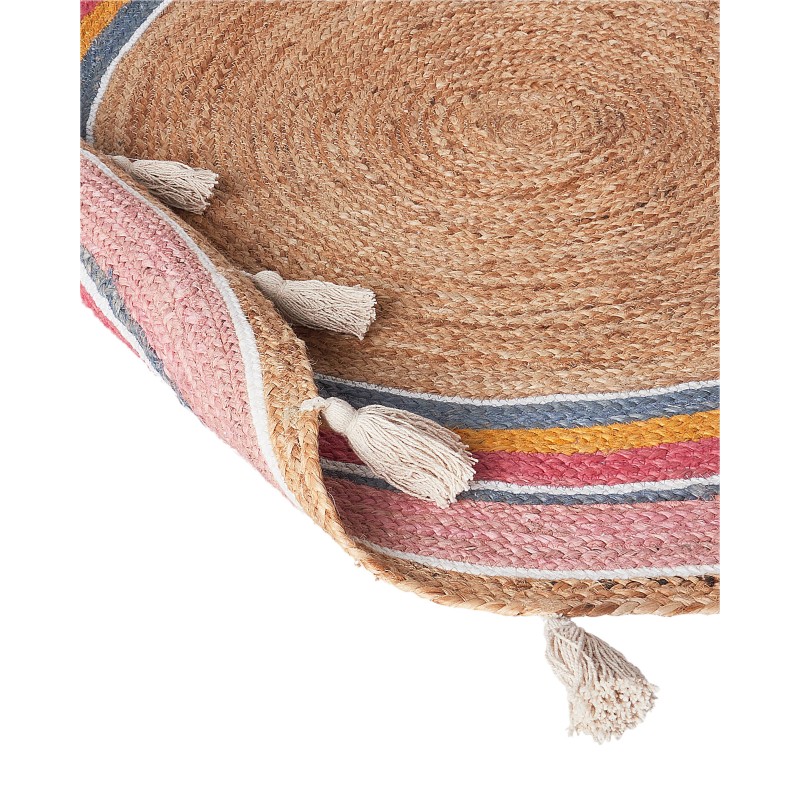 Dywan okrągły z juty ⌀ 120 cm wielokolorowy ZANAVI