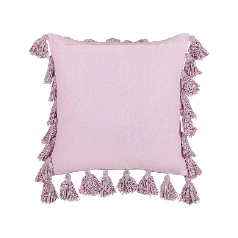 Bawełniana poduszka dekoracyjna z frędzlami 45 x 45 cm różowa LYNCHIS