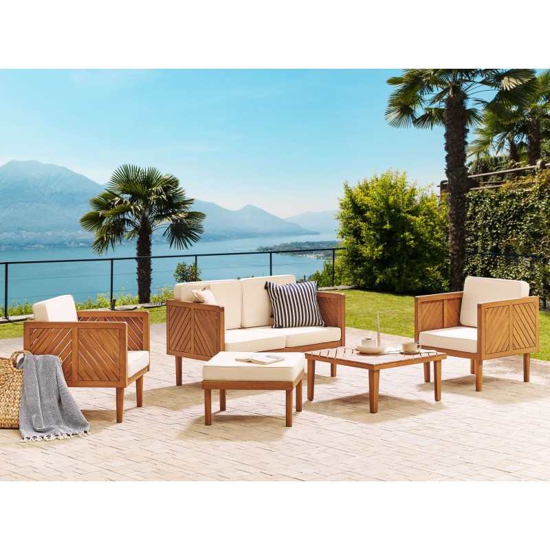 Zestaw ogrodowy ze stolikiem i otomaną dla 4 osób BARATTI Drewno akacjowe Brązowy