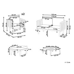 Zestaw ogrodowy ze stolikiem i otomaną dla 4 osób BARATTI Drewno akacjowe Brązowy
