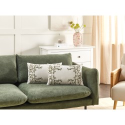 Zestaw 2 poduszek dekoracyjnych ZALEYA Bawełna 30 x 50 cm Biały Wzór kwiatowy
