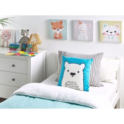 2 bawełniane poduszki dla dzieci miś 45 x 45 cm niebieskie WARANASI