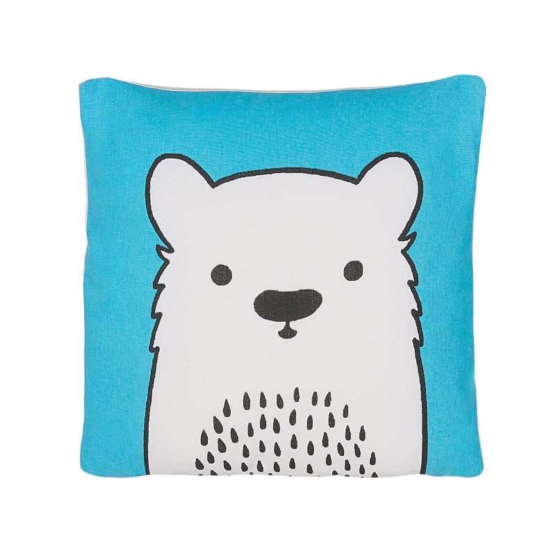 2 bawełniane poduszki dla dzieci miś 45 x 45 cm niebieskie WARANASI