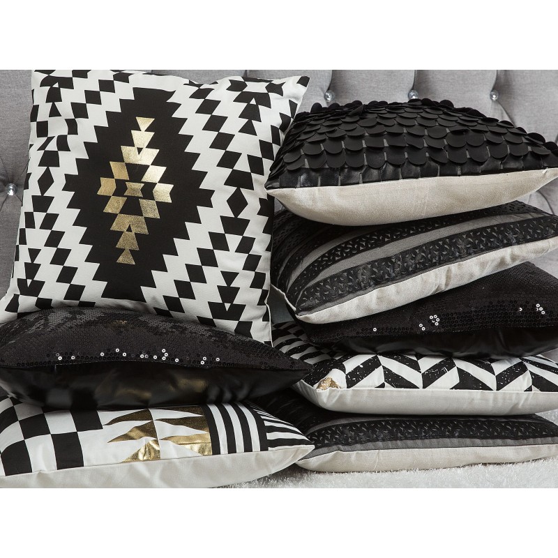 Zestaw 2 poduszek dekoracyjnych DALIA Bawełna 45 x 45 cm Czarny Wzór geometryczny