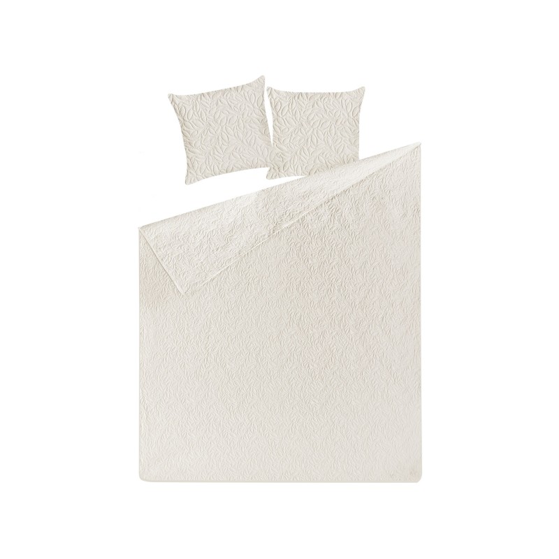 Narzuta na łóżko z poduszkami RUDKHAN 160 x 220 cm Kremowy