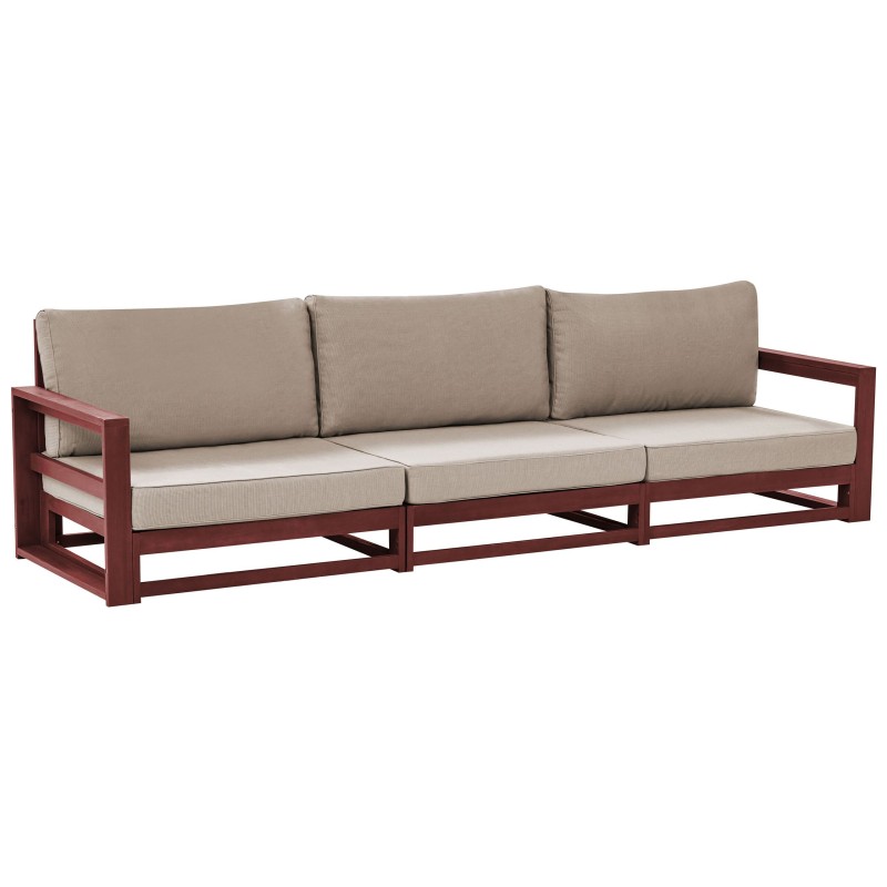 Sofa ogrodowa drewniana 3-osobowa mahoniowy brąz TIMOR II