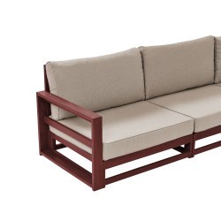 Sofa ogrodowa drewniana 3-osobowa mahoniowy brąz TIMOR II