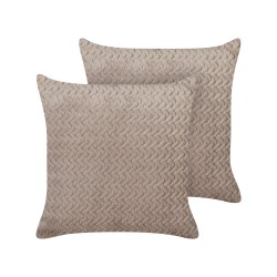 Zestaw 2 poduszek dekoracyjnych SURMI Sztuczne futro 45 x 45 cm Jasnobrązowy Jednolity