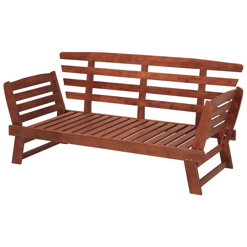 Ławka ogrodowa z poduchą PORTICI 210 cm Drewno eukaliptusowe Ciemny brąz/ beżowoszary