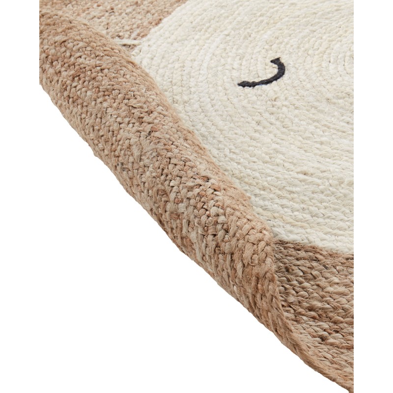 Dywan dziecięcy okrągły z juty miś ⌀ 120 cm beżowy KOVU