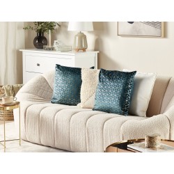 Zestaw 2 poduszek dekoracyjnych CELOSIA Welur 45 x 45 cm Lazurowy Wzór geometryczny