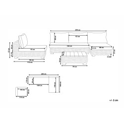 Zestaw ogrodowy ze stolikiem dla 4 osób VARALLO Lewostronny Modułowy Rattan Naturalny