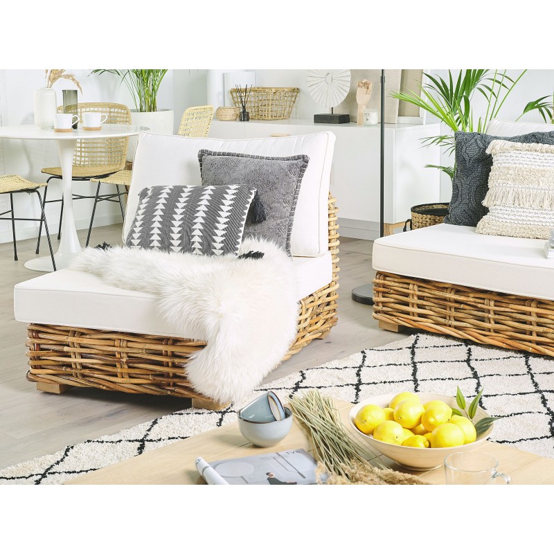 Zestaw ogrodowy ze stolikiem dla 4 osób VARALLO Lewostronny Modułowy Rattan Naturalny