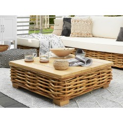 Zestaw ogrodowy ze stolikiem dla 4 osób VARALLO Lewostronny Modułowy Rattan Naturalny