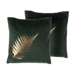 Zestaw 2 poduszek dekoracyjnych FERN Welur 45 x 45 cm Ciemnozielony Wzór roślinny