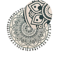 Dywan okrągły bawełniany ø 120 cm orientalny nadruk kremowo-zielony IRICE