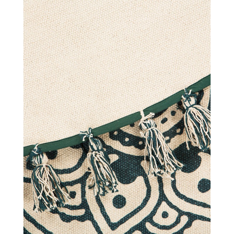 Dywan okrągły bawełniany ø 120 cm orientalny nadruk kremowo-zielony IRICE