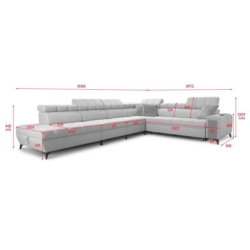 Ecksofa Venna XII mit Schlaffunktion und USB-Anschluss - Eleganz und Funktionalität in einem!