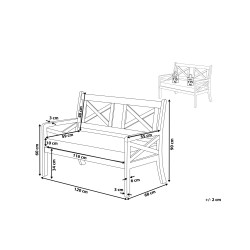 Ławka ogrodowa z poduchą BALTIC 121 cm Drewno akacjowe Biały