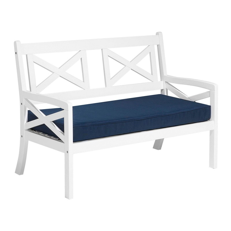 Ławka ogrodowa z poduchą BALTIC 121 cm Drewno akacjowe Biały