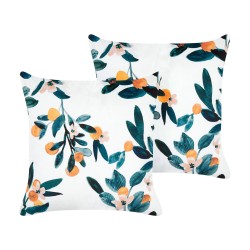 Zestaw 2 poduszek dekoracyjnych KNAUTIA Welur 45 x 45 cm Kolorowy Wzór roślinny