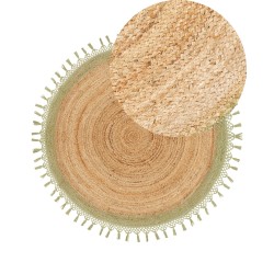 Dywan okrągły z juty ⌀ 140 cm beżowy z zielonym MARTS