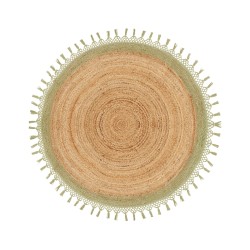 Dywan okrągły z juty ⌀ 140 cm beżowy z zielonym MARTS