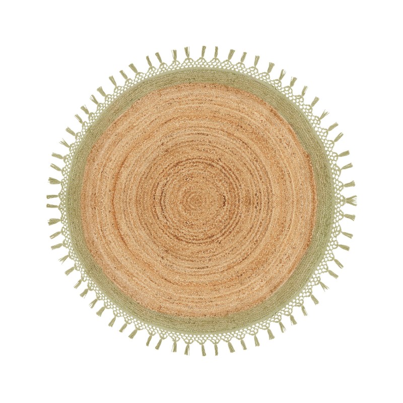 Dywan okrągły z juty ⌀ 140 cm beżowy z zielonym MARTS