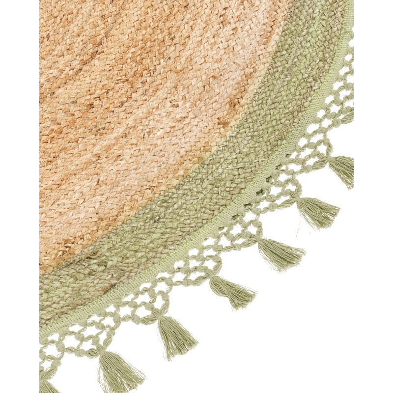 Dywan okrągły z juty ⌀ 140 cm beżowy z zielonym MARTS