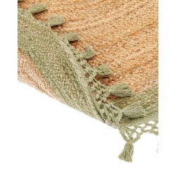 Dywan okrągły z juty ⌀ 140 cm beżowy z zielonym MARTS