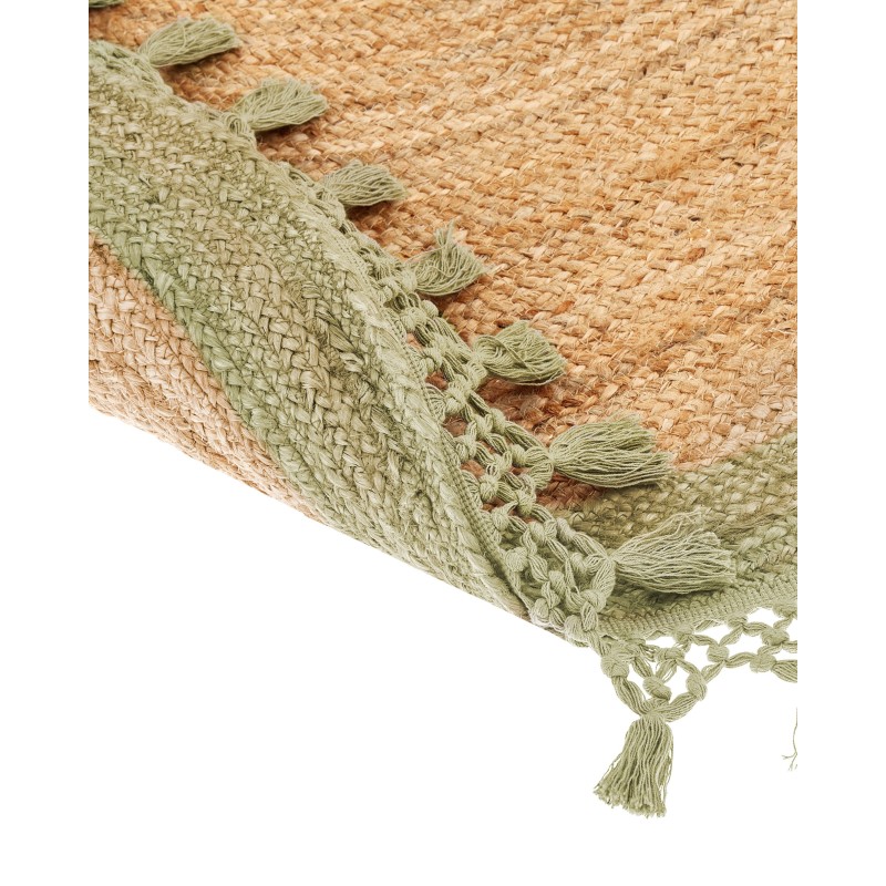 Dywan okrągły z juty ⌀ 140 cm beżowy z zielonym MARTS