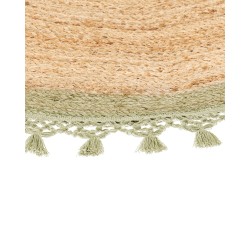 Dywan okrągły z juty ⌀ 140 cm beżowy z zielonym MARTS