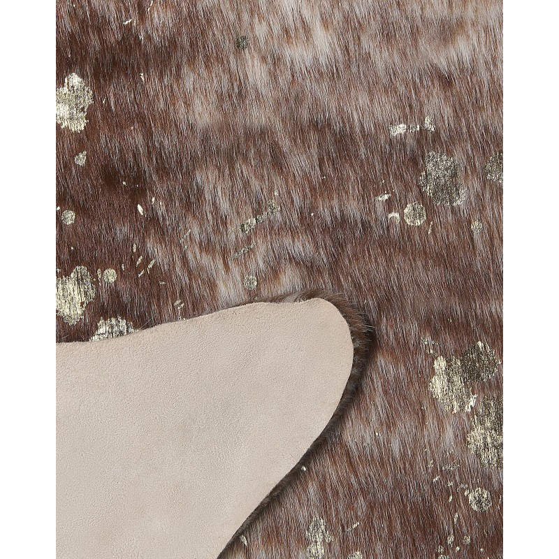 Dywan ekoskóra w łaty 130 x 170 cm brązowy ze złotym BOGONG