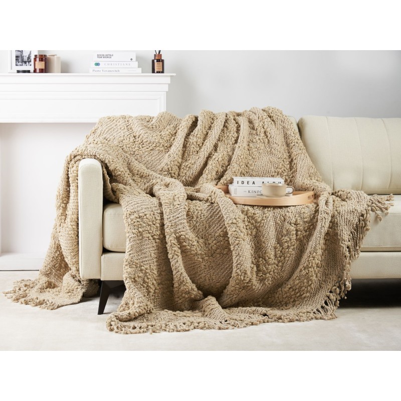 Koc VELLA Bawełna 220 x 240 cm Beżowy