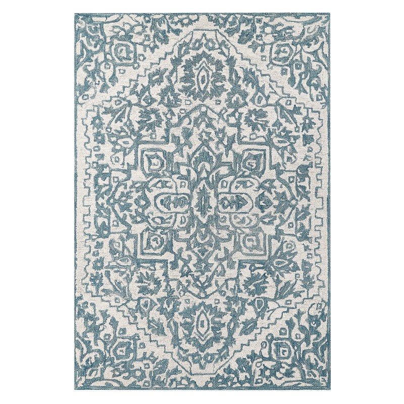 Dywan wełniany 140 x 200 cm biało-niebieski AHMETLI