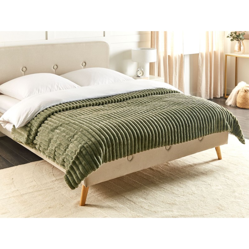 Narzuta na łóżko RAKYA Sztuczne futro 200 x 220 cm Zielony