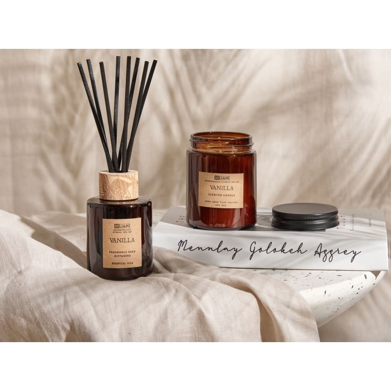 Świeczka zapachowa z patyczkami zapachowymi DARK ELEGANCE Wosk sojowy Nuty kwiatowe