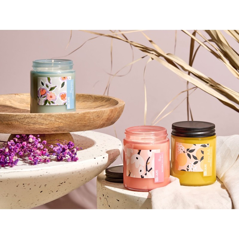 Zestaw 3 świeczek zapachowych FRUITY BLOOM Wosk sojowy Nuty orientalne Nuty ziołowe Nuty kwiatowe