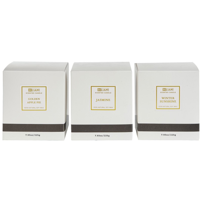 Zestaw 3 świeczek zapachowych METALLIC GLAMOUR Wosk sojowy Nuty słodkie