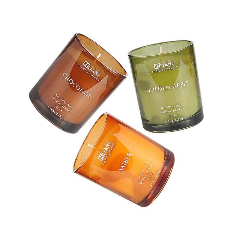 Zestaw 3 świeczek zapachowych SHEER JOY Wosk sojowy Nuty owocowe Świeże nuty