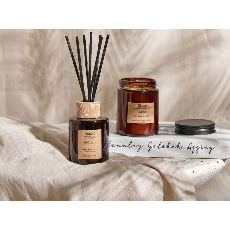 Świeczka zapachowa z patyczkami zapachowymi DARK ELEGANCE Wosk sojowy Nuty orientalne