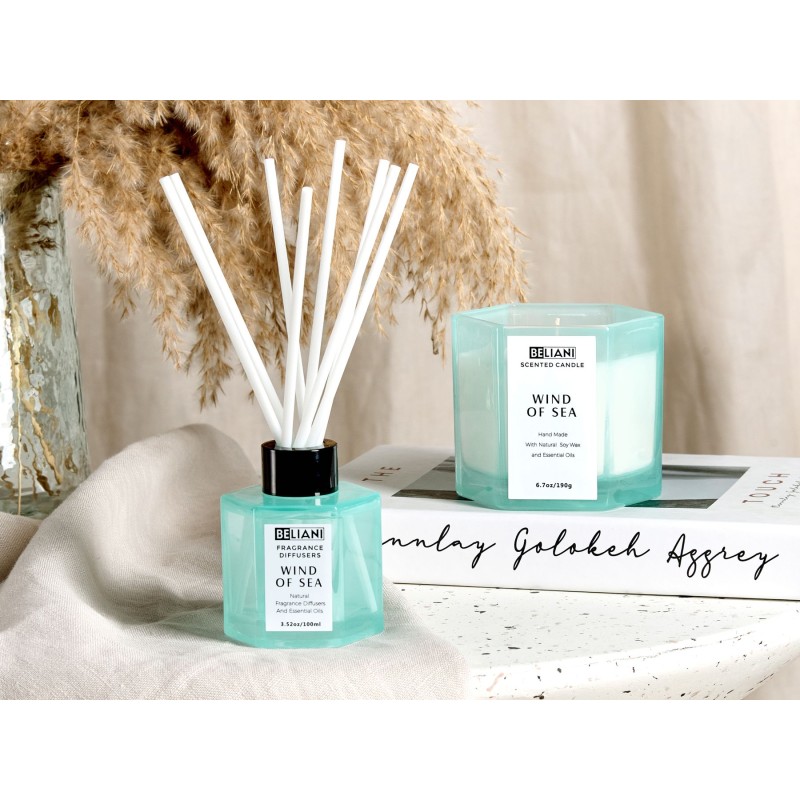 Świeczka zapachowa z patyczkami zapachowymi CLASSY TINT Wosk sojowy Świeże nuty