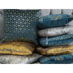 Zestaw 2 poduszek dekoracyjnych FREESIA Welur 45 x 45 cm Lazurowy Wzór roślinny