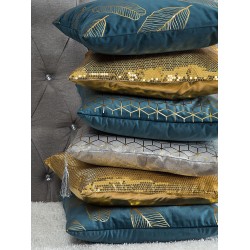 Zestaw 2 poduszek dekoracyjnych FREESIA Welur 45 x 45 cm Lazurowy Wzór roślinny