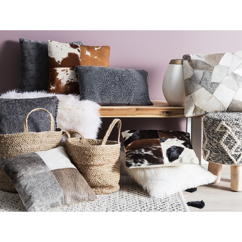 Poduszka dekoracyjna LALAM Bawełna 45 x 45 cm Szary Wzór zygzak