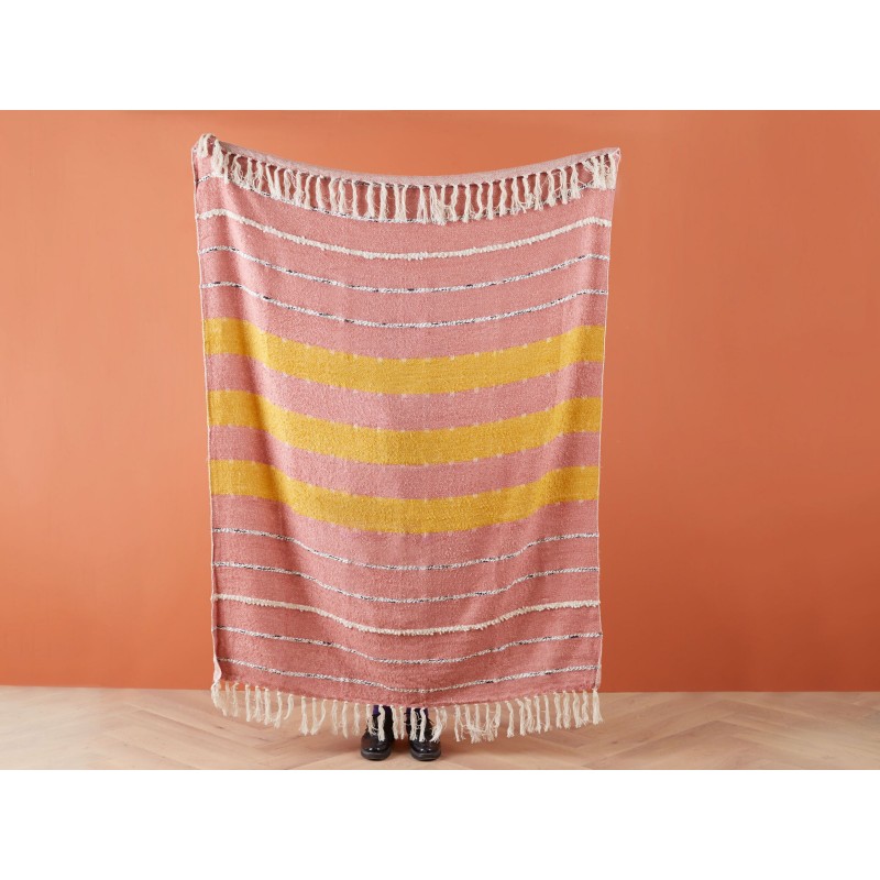 Koc NAIKHU Bawełna 130 x 170 cm Jasnoczerwony